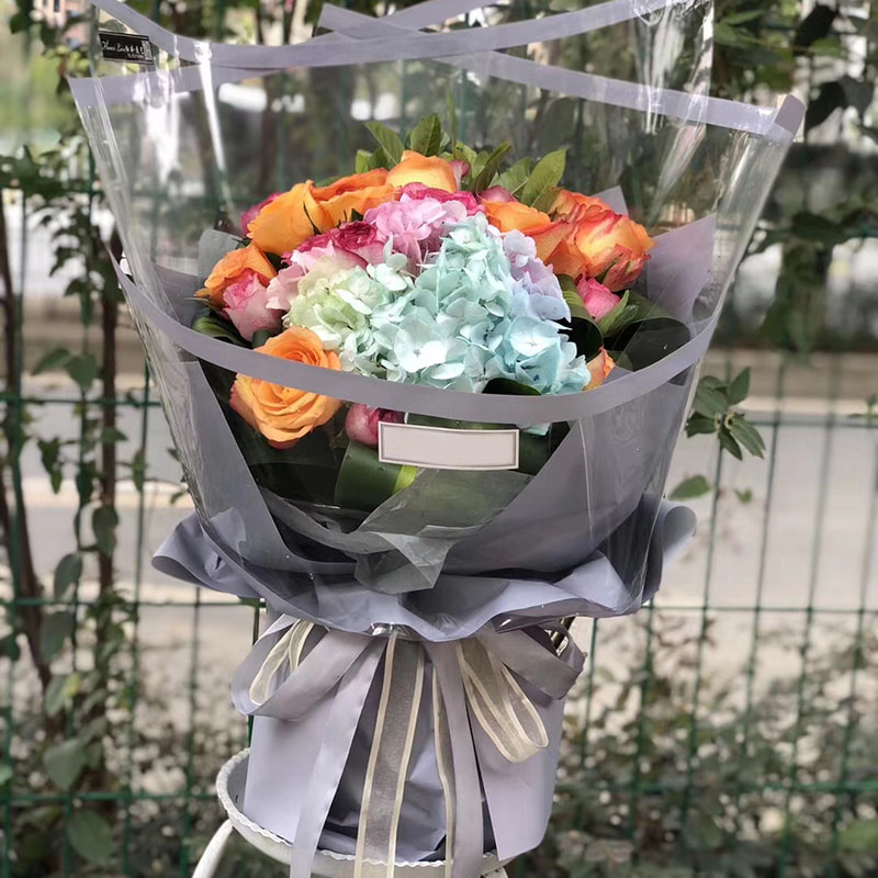 MYHC-16 Kertas Pembungkus Bunga Plastik OPP Perbatasan Transparan