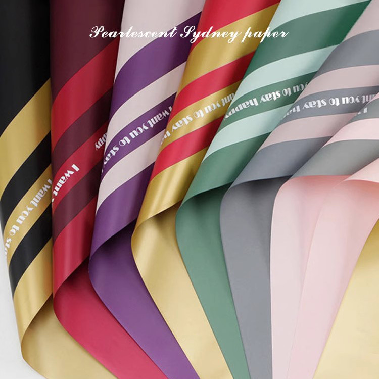 MYHC-22 Kertas Pembungkus Bunga Film Pearlescent Horisontal Tepi Satu Sisi 57×57cm (± 2cm)