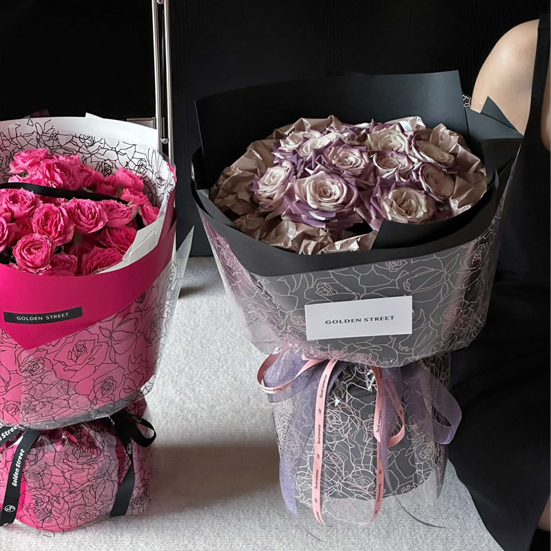 MYHC-29 Monochrome Rose Lines OPP Film Kemasan Bunga Transparan