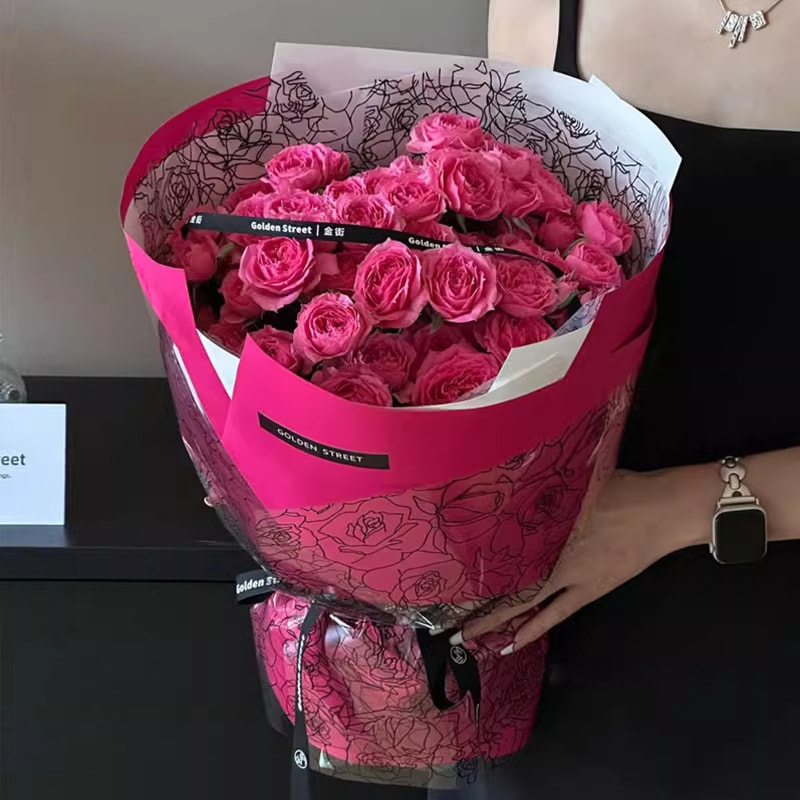 MYHC-29 Monochrome Rose Lines OPP Film Kemasan Bunga Transparan