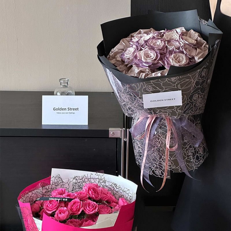 MYHC-29 Monochrome Rose Lines OPP Film Kemasan Bunga Transparan