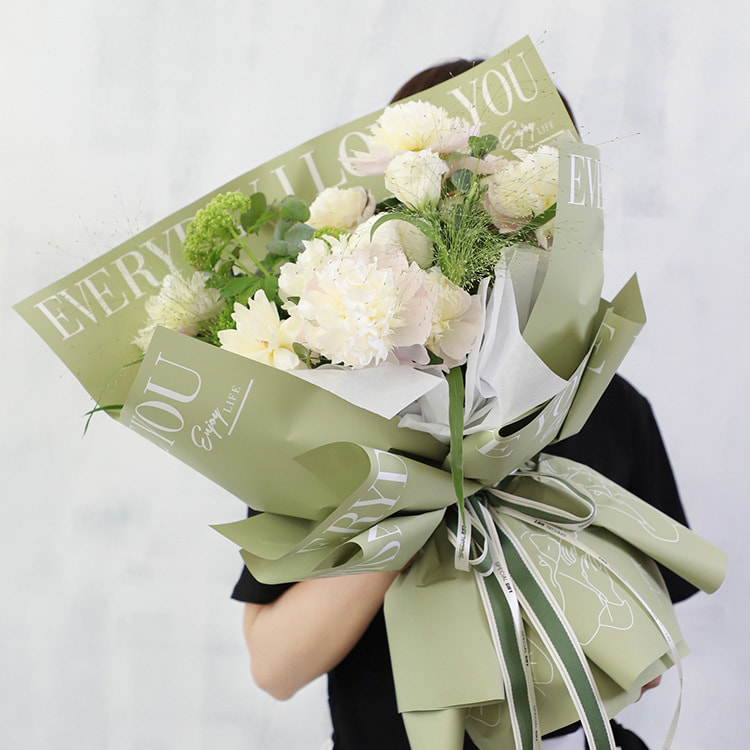 MYHC-40 Kertas Pembungkus Bunga Katun Monokrom Pola Jane Eyre Hug