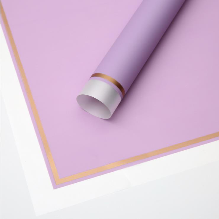 MYHC-61 Tepi Putih Dengan Kertas Pembungkus Bunga Matte Film Matte Tepi Emas
