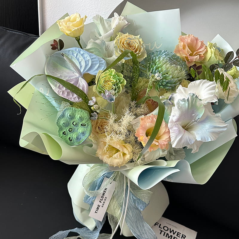 MYHC-66 Kertas Pembungkus Bunga Tahan Air Warna Gradien Macaron