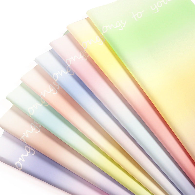 MYHC-66 Kertas Pembungkus Bunga Tahan Air Warna Gradien Macaron