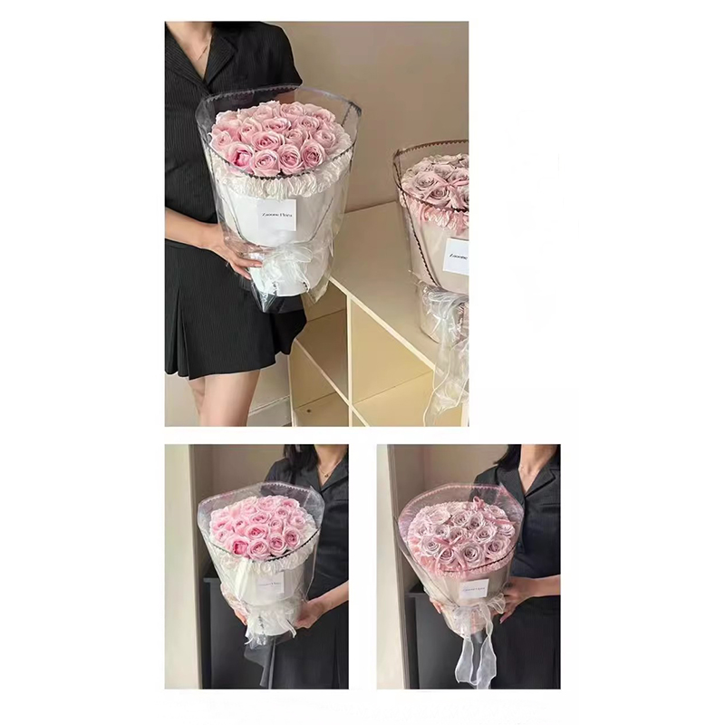 MYHC-73 Lace Glitter Film Opp Film Kemasan Bunga Transparan