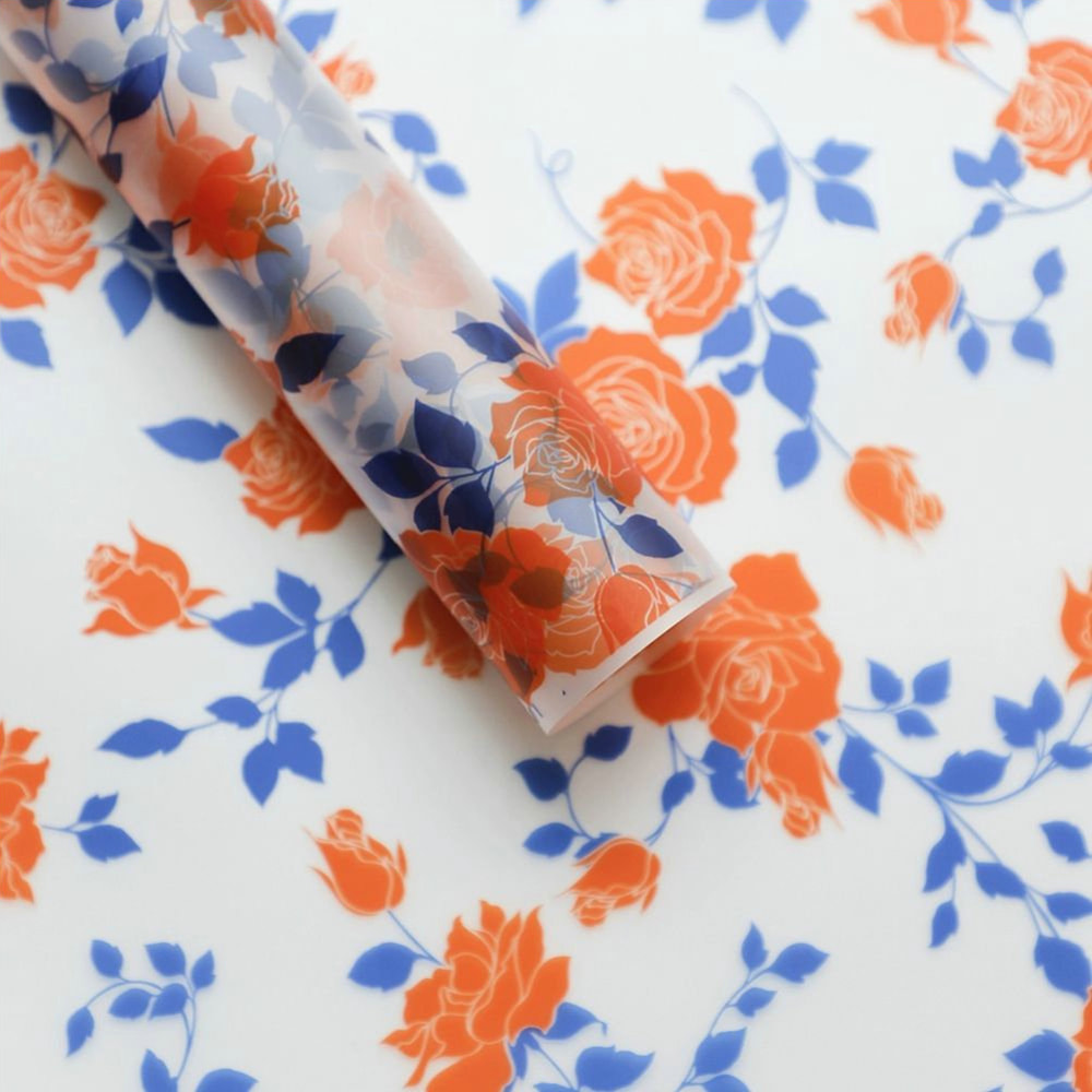 MYHC-79 Rose Print, Film Kemasan Bunga Transparan Dua Warna