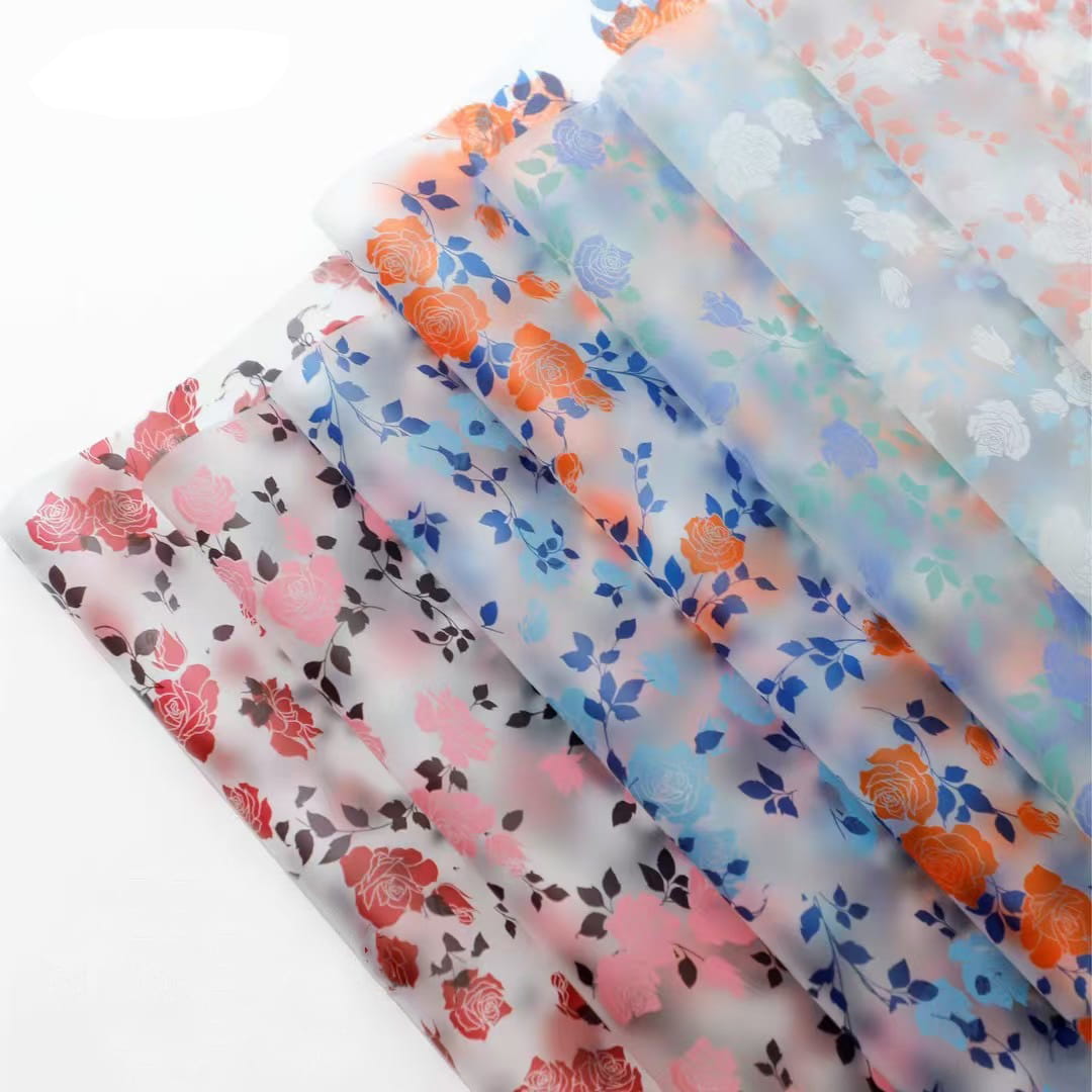 MYHC-79 Rose Print, Film Kemasan Bunga Transparan Dua Warna