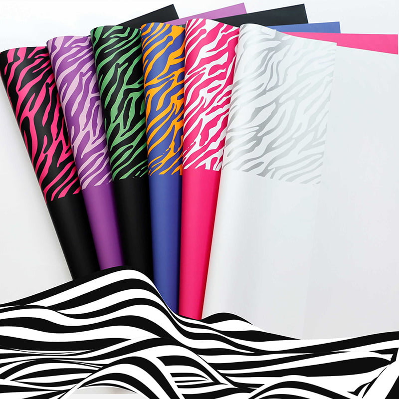 Kertas pembungkus bunga enam warna dengan motif zebra